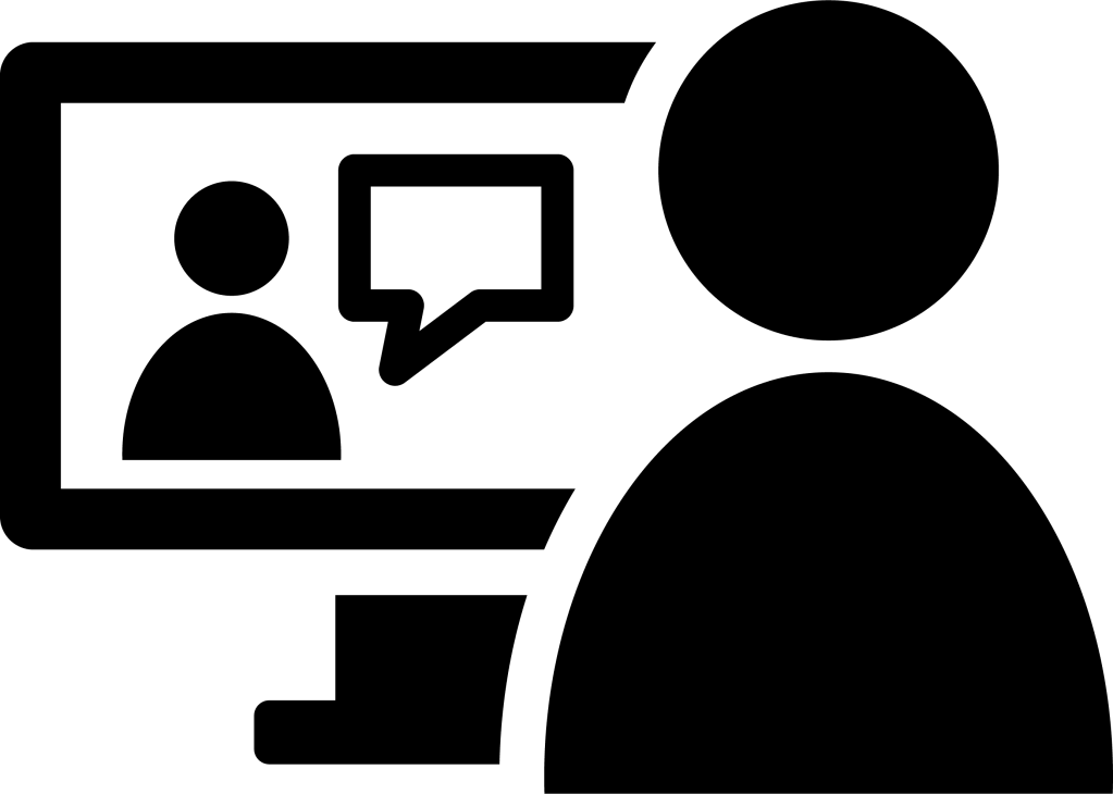 Line art symbolizing communication via computers and technology